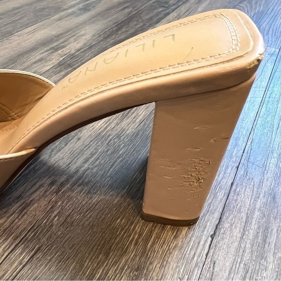 Women’s Chain Slip On Chunky Heels Shoes Sandals Tan Size 8 - Picture 12 of 13